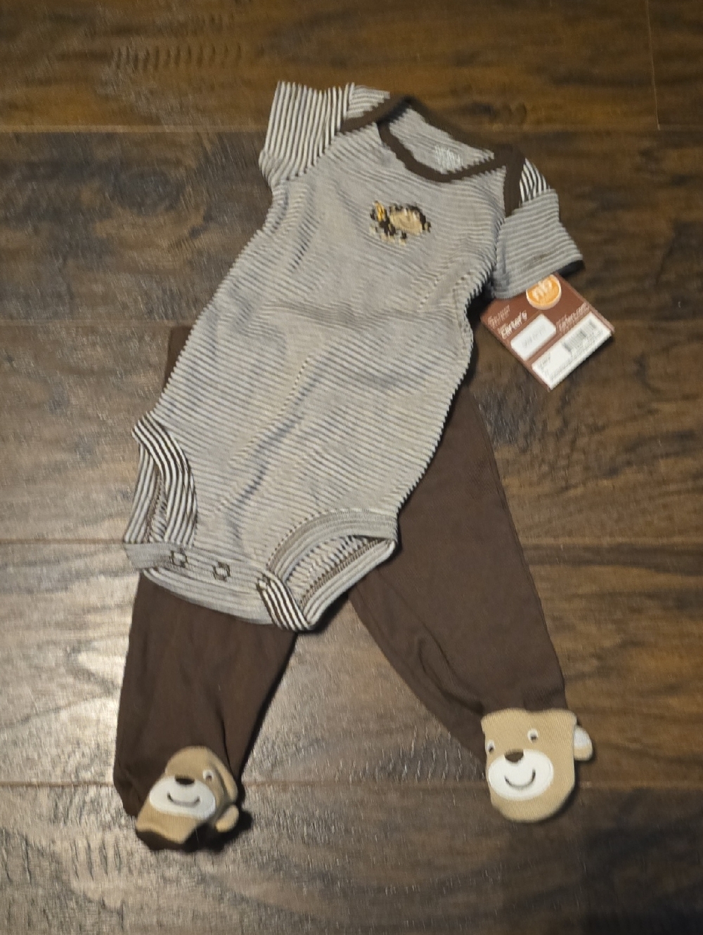Carter's Brown Stripe Baby One-Piece with Footies